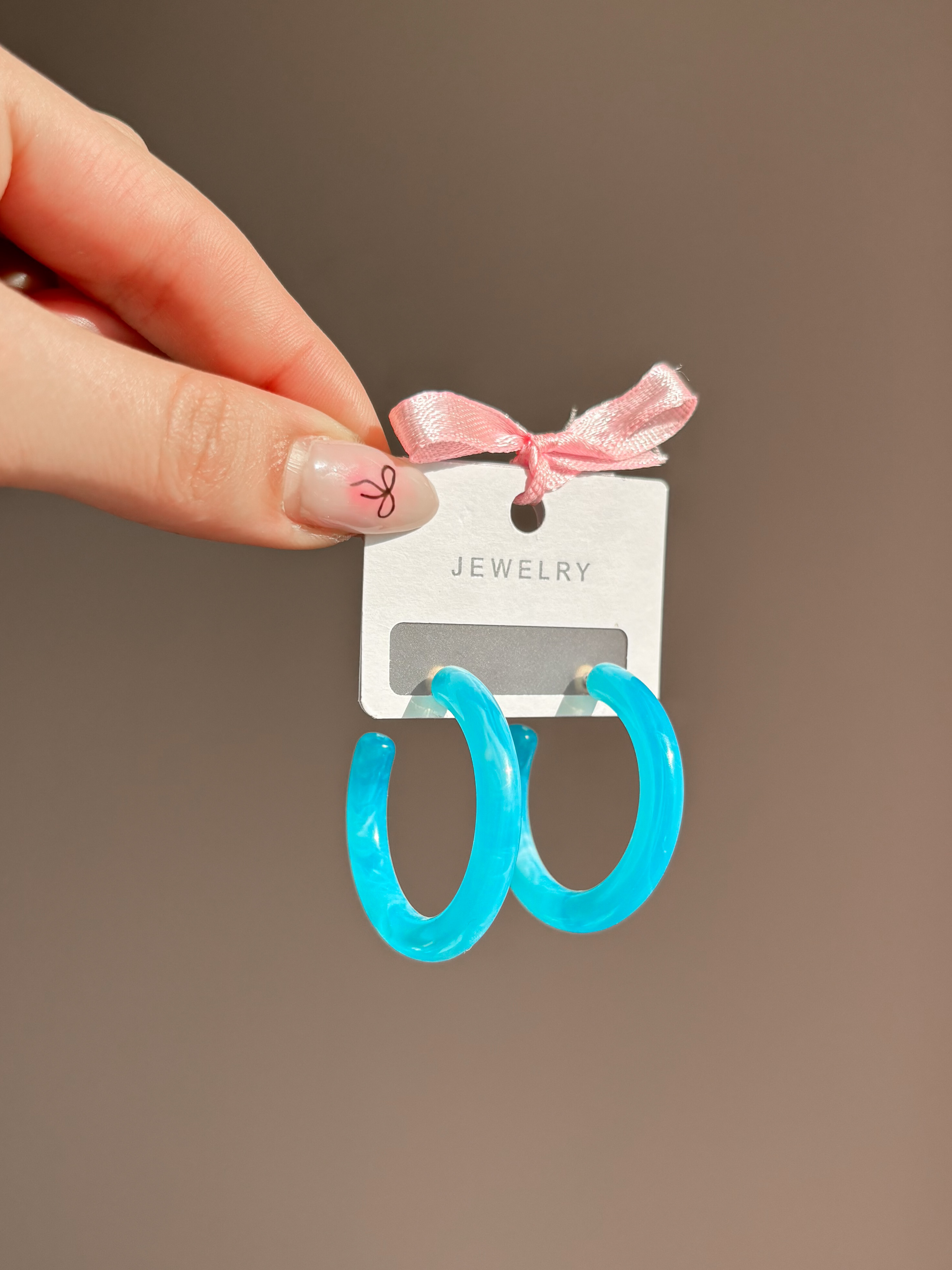 گوشواره حلقه آبی نازک