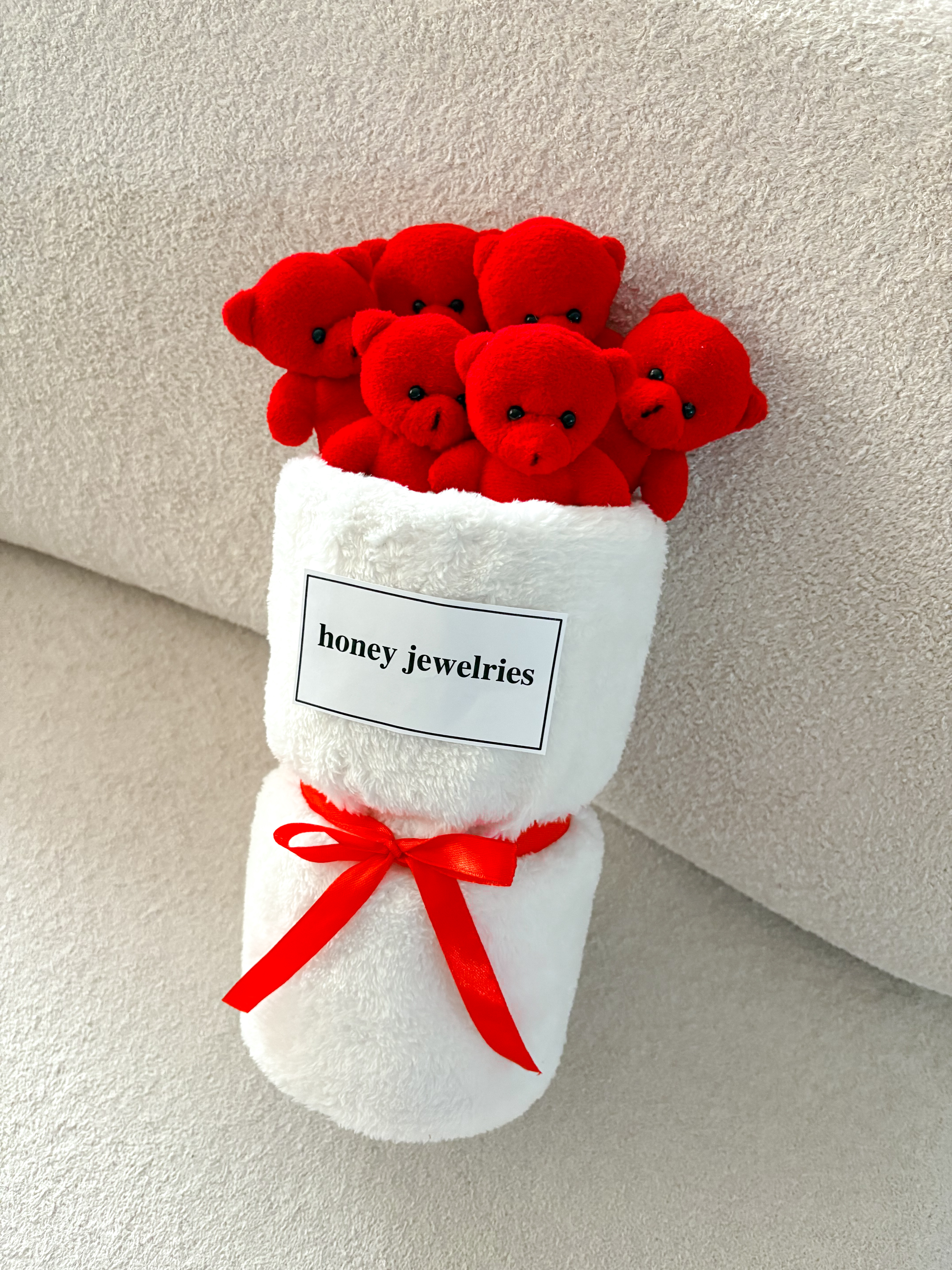 بوکت عروسک خرس ۶ عددی قرمز